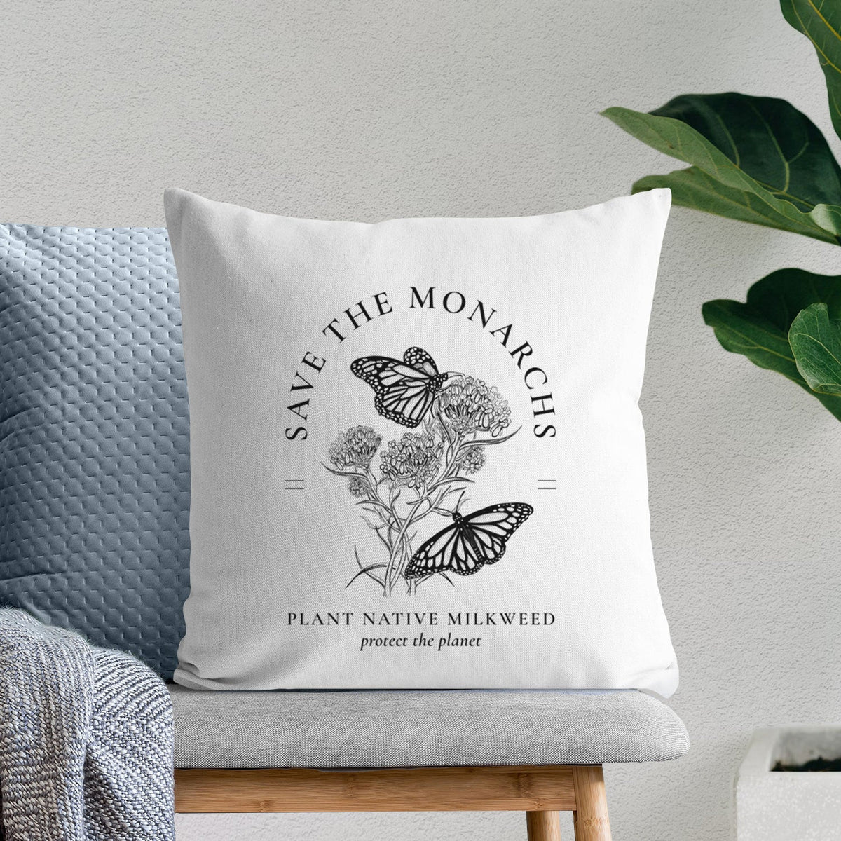 Save the Monarchs - Plant Native Milkweed - Throw Pillow Cover