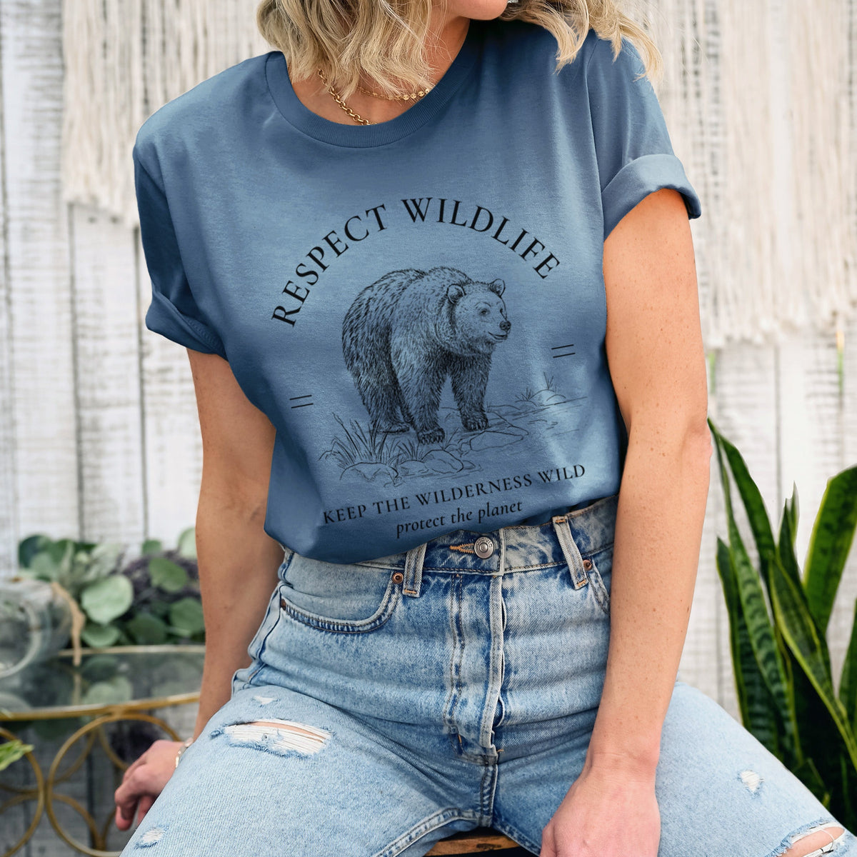 Respect Wildlife - Keep the Wilderness Wild - Lightweight 100% Cotton Unisex Crewneck