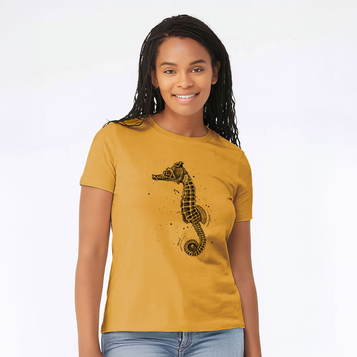 Hippocampus ingens - Pacific Seahorse - Women's Lightweight Relaxed Fit 100% Cotton Crewneck