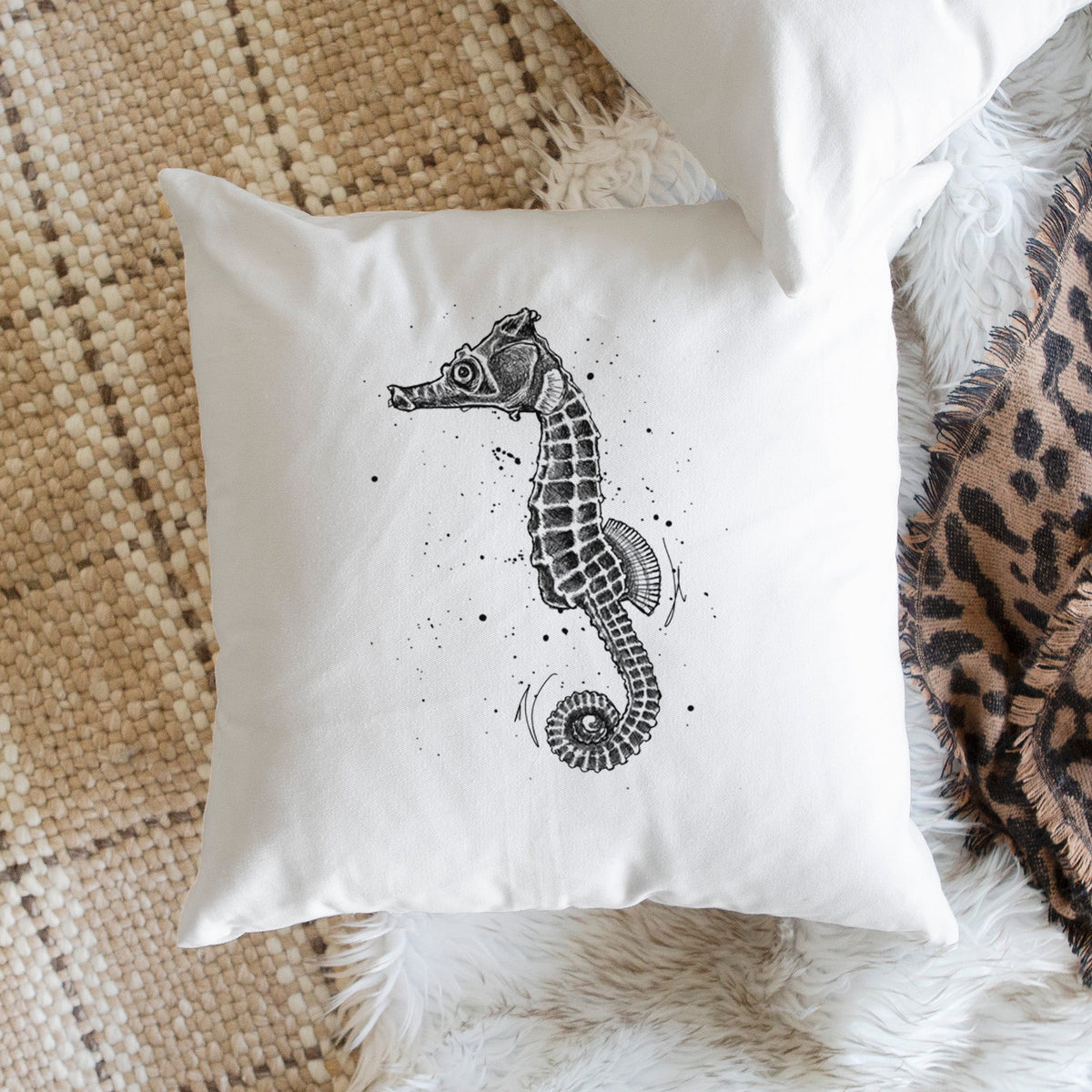Hippocampus ingens - Pacific Seahorse - Throw Pillow Cover