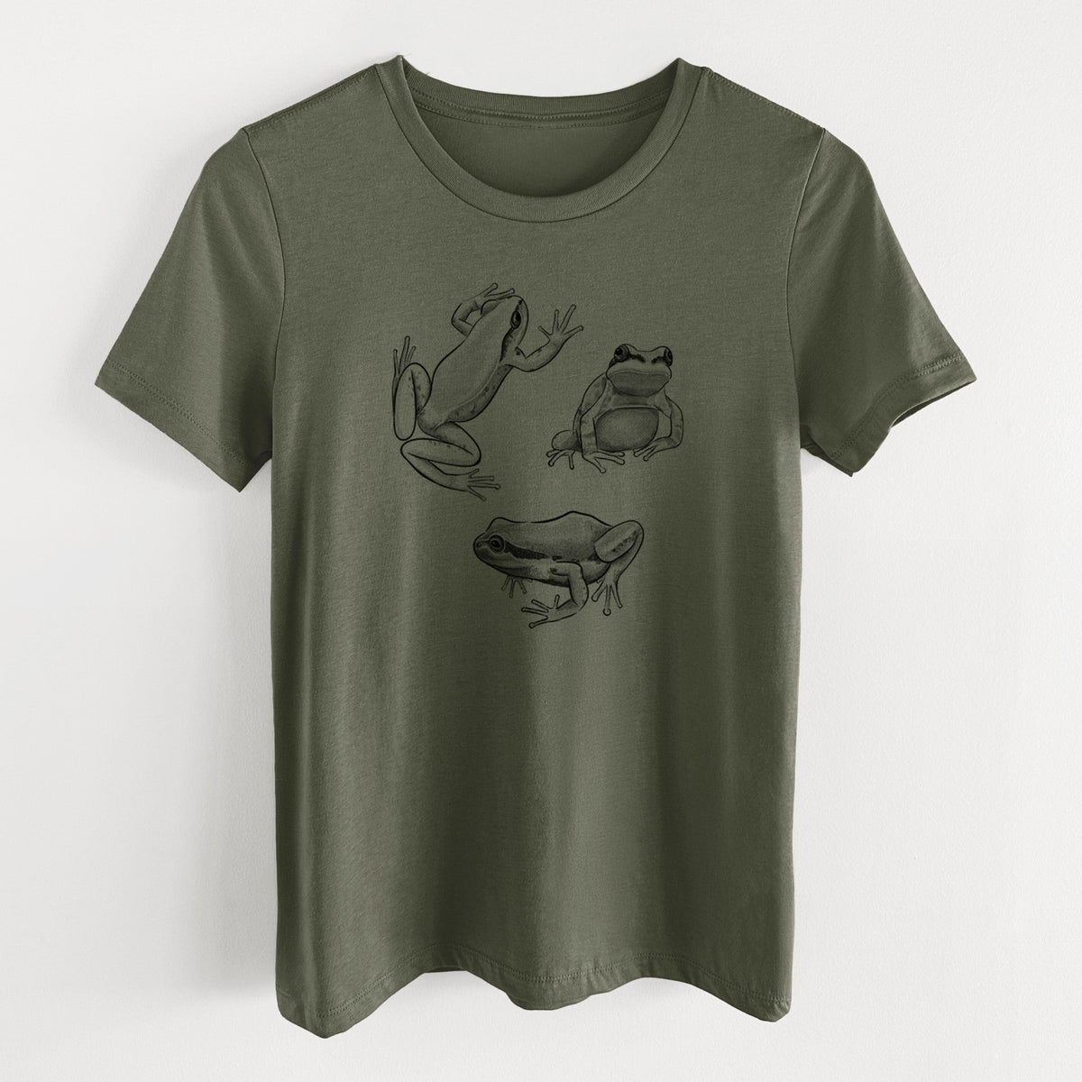 Pacific Tree Frogs - Pseudacris regilla - Women's Lightweight Relaxed Fit 100% Cotton Crewneck