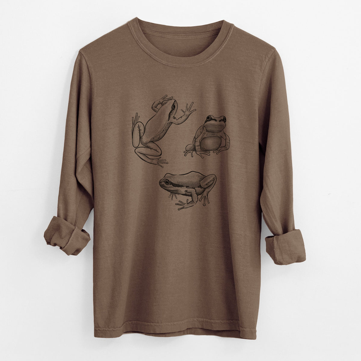 Pacific Tree Frogs - Pseudacris regilla - Unisex Comfort Colors 100% Cotton Long Sleeve