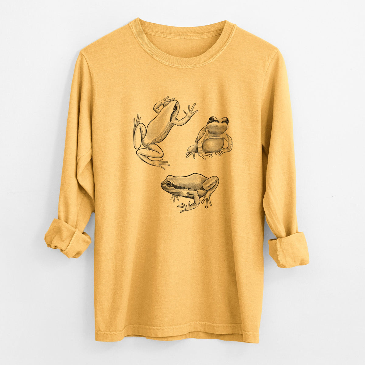 Pacific Tree Frogs - Pseudacris regilla - Unisex Comfort Colors 100% Cotton Long Sleeve