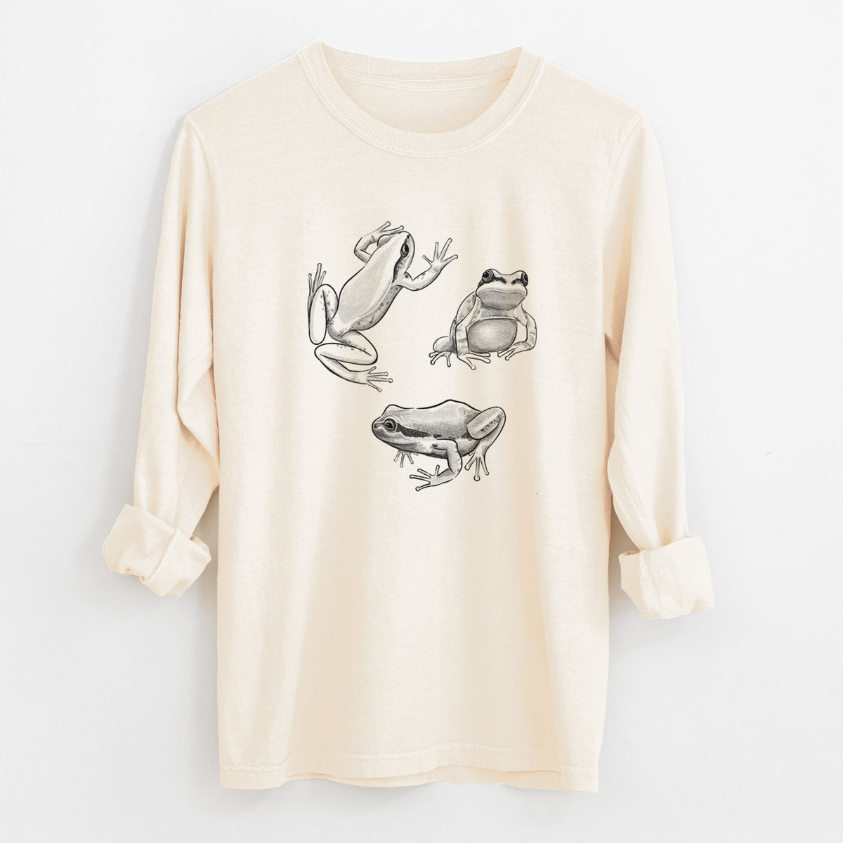 Pacific Tree Frogs - Pseudacris regilla - Unisex Comfort Colors 100% Cotton Long Sleeve