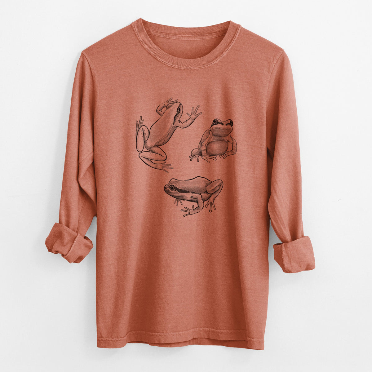 Pacific Tree Frogs - Pseudacris regilla - Unisex Comfort Colors 100% Cotton Long Sleeve