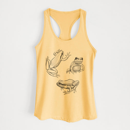 Pacific Tree Frogs - Pseudacris regilla - Women's Racerback Tanktop