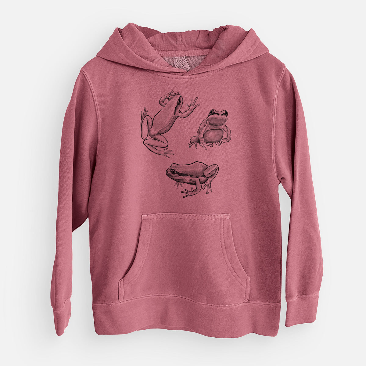 Pacific Tree Frogs - Pseudacris regilla - Youth Pigment Dyed Hoodie