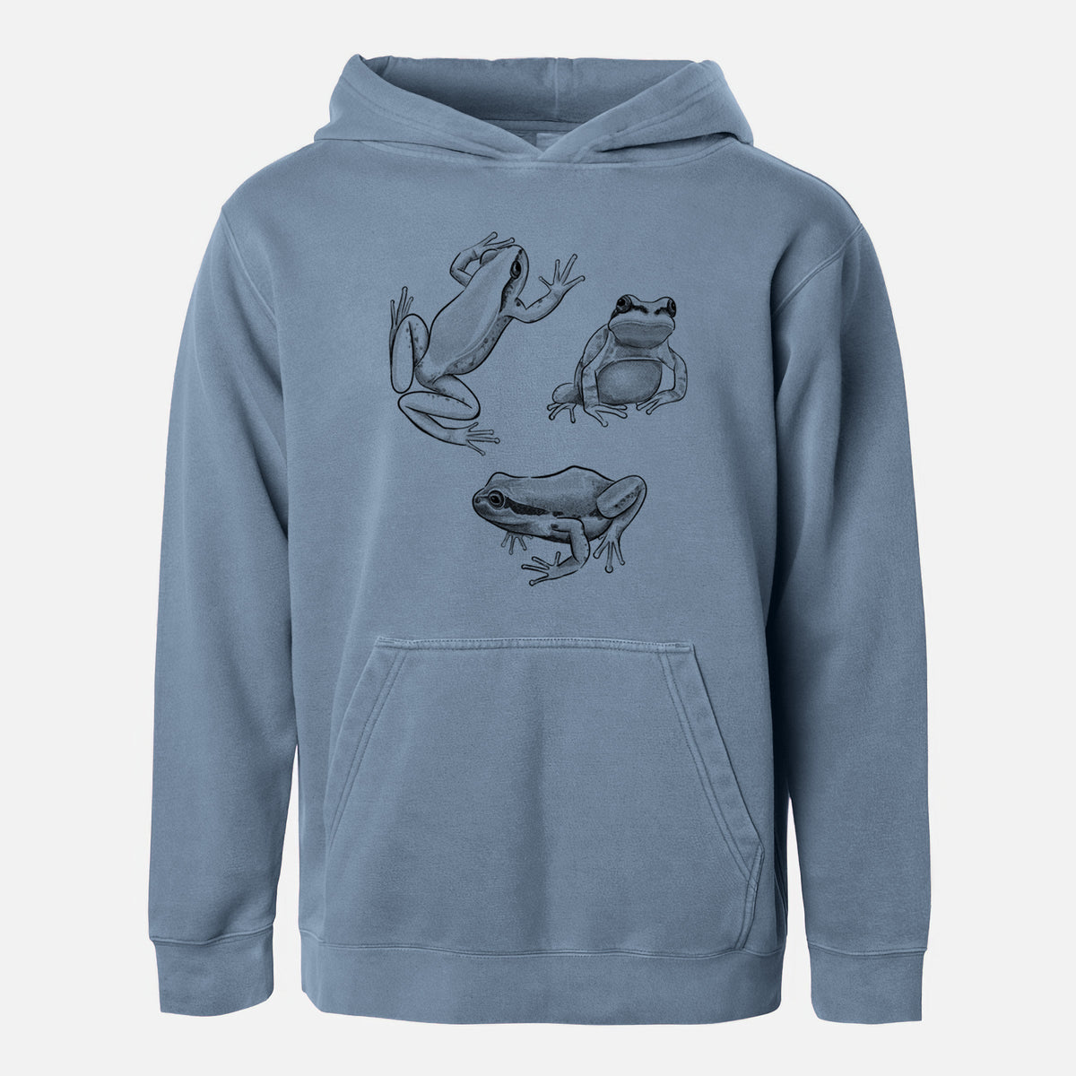 Pacific Tree Frogs - Pseudacris regilla - Youth Pigment Dyed Hoodie
