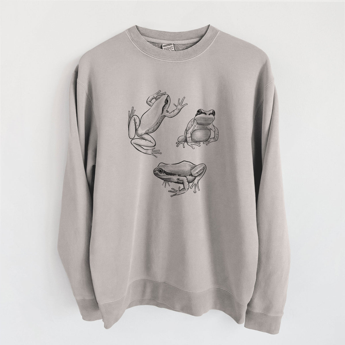 Pacific Tree Frogs - Pseudacris regilla - Unisex Pigment Dyed Crew Sweatshirt