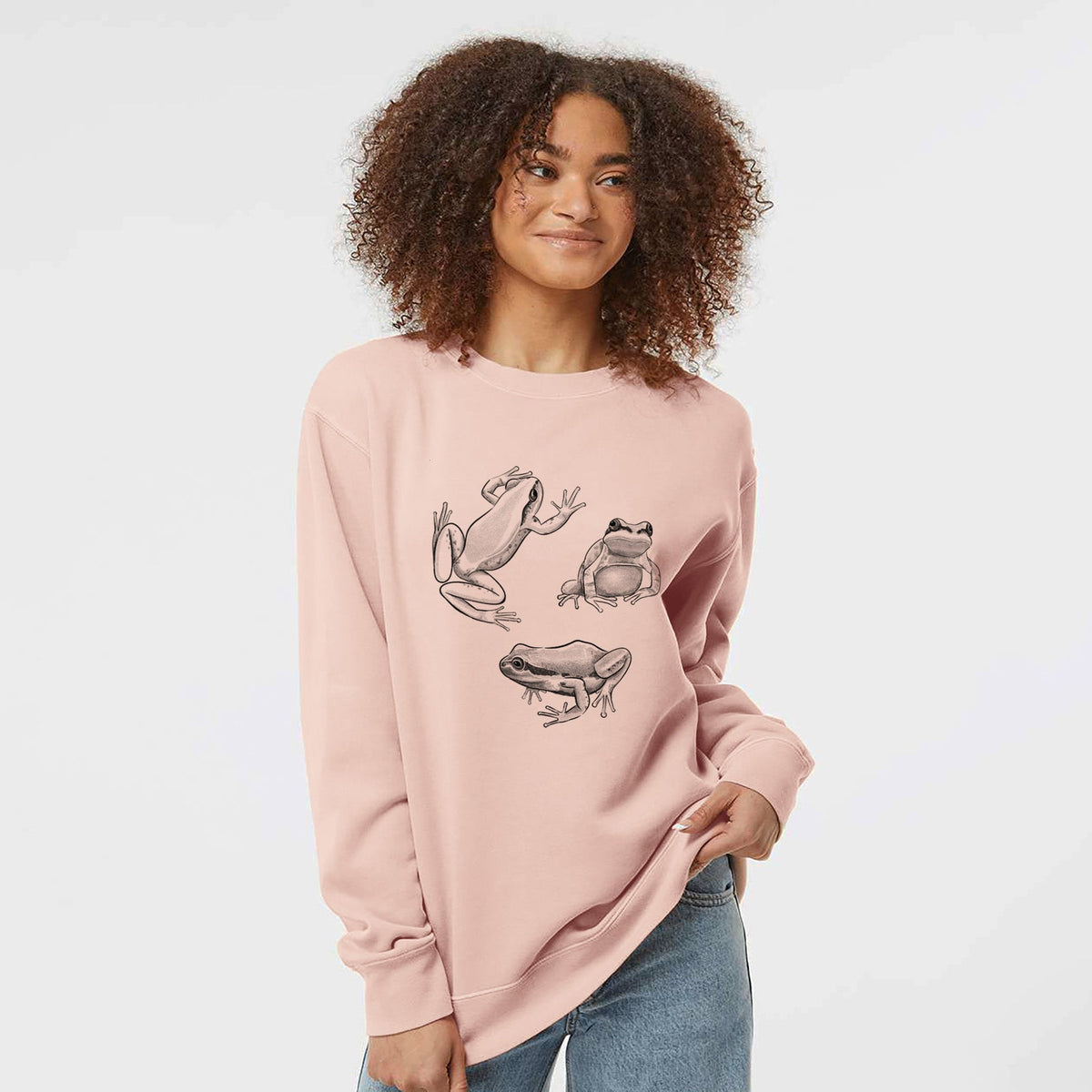 Pacific Tree Frogs - Pseudacris regilla - Unisex Pigment Dyed Crew Sweatshirt