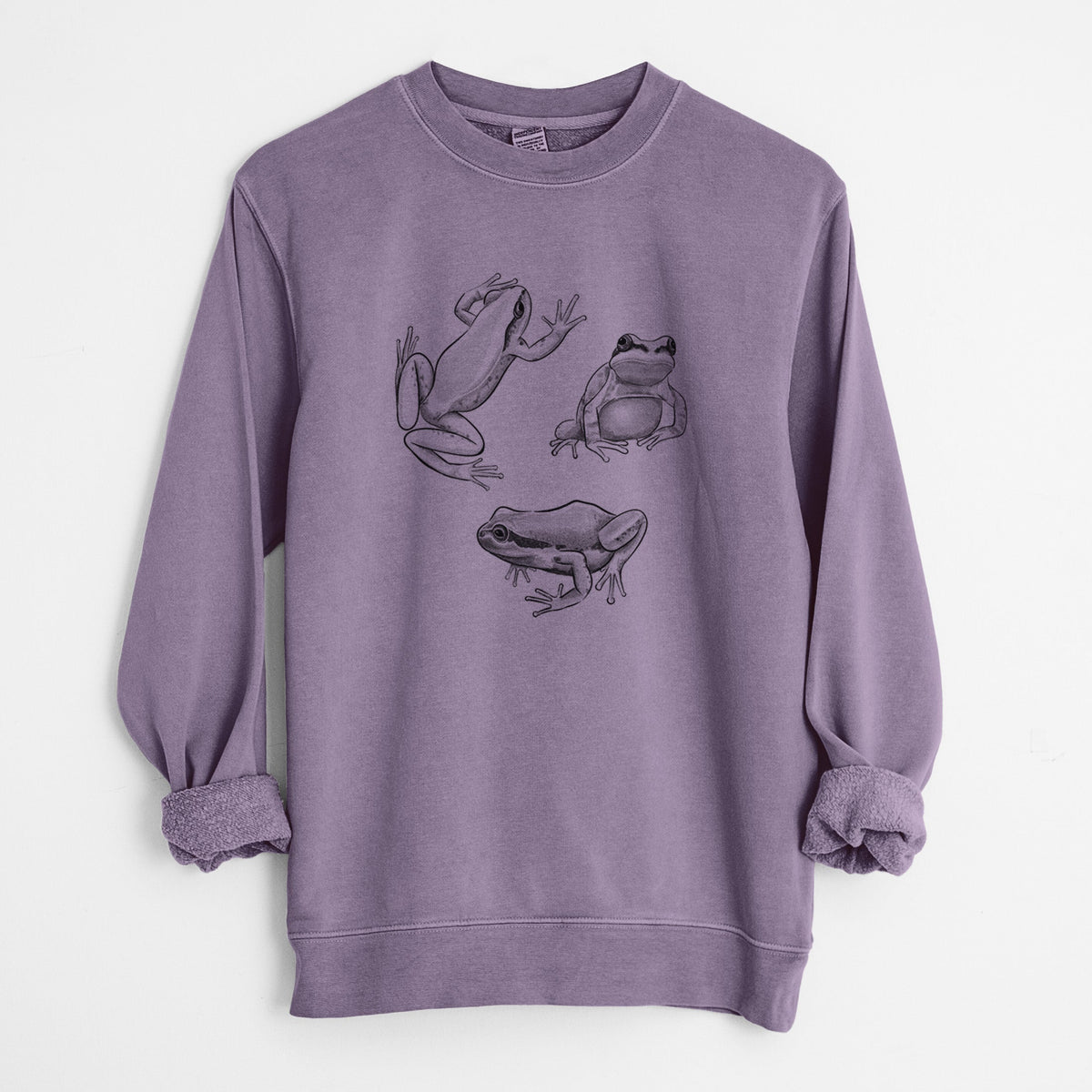 Pacific Tree Frogs - Pseudacris regilla - Unisex Pigment Dyed Crew Sweatshirt