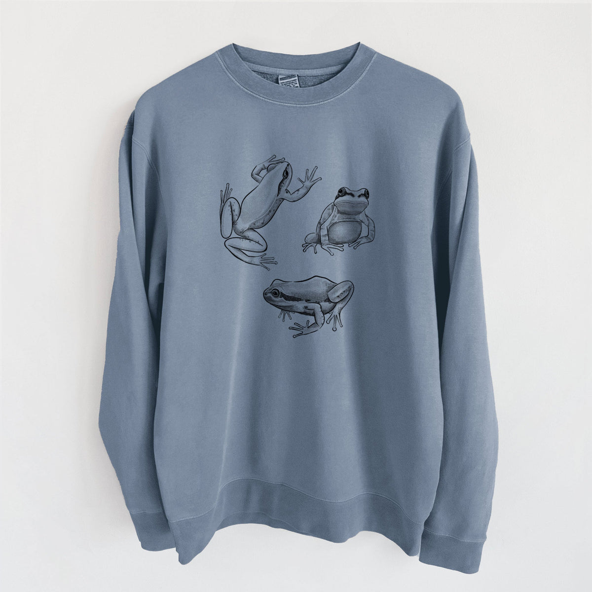 Pacific Tree Frogs - Pseudacris regilla - Unisex Pigment Dyed Crew Sweatshirt
