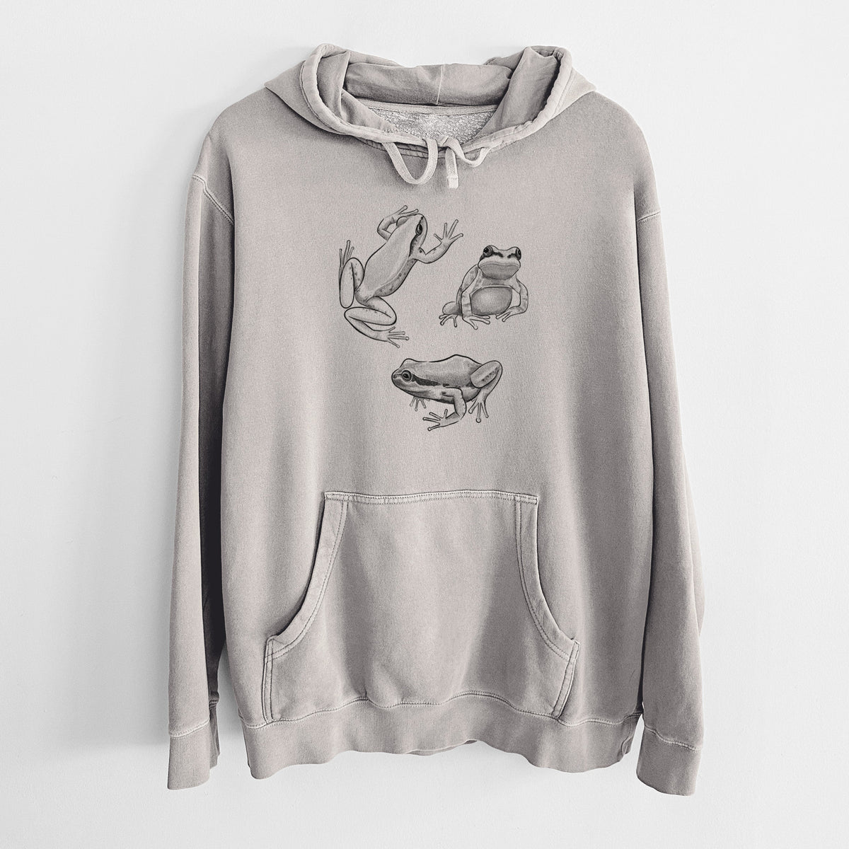 Pacific Tree Frogs - Pseudacris regilla - Unisex Pigment Dyed Hoodie