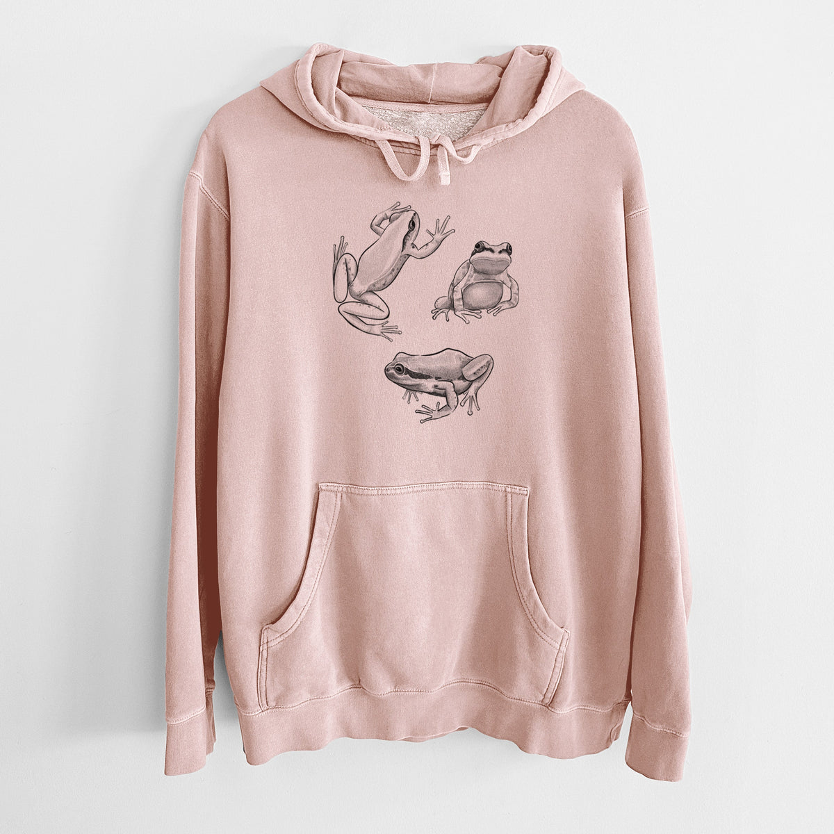 Pacific Tree Frogs - Pseudacris regilla - Unisex Pigment Dyed Hoodie