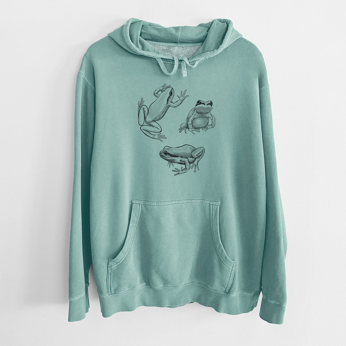 Pacific Tree Frogs - Pseudacris regilla - Unisex Pigment Dyed Hoodie