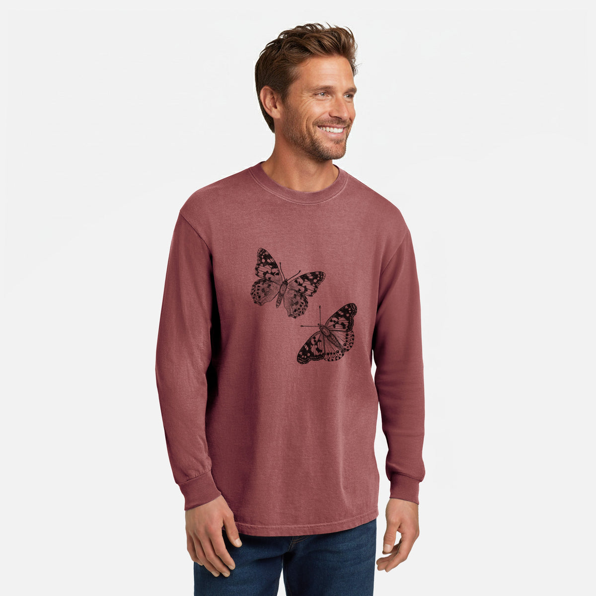 Painted Lady Butterflies - Unisex Comfort Colors 100% Cotton Long Sleeve