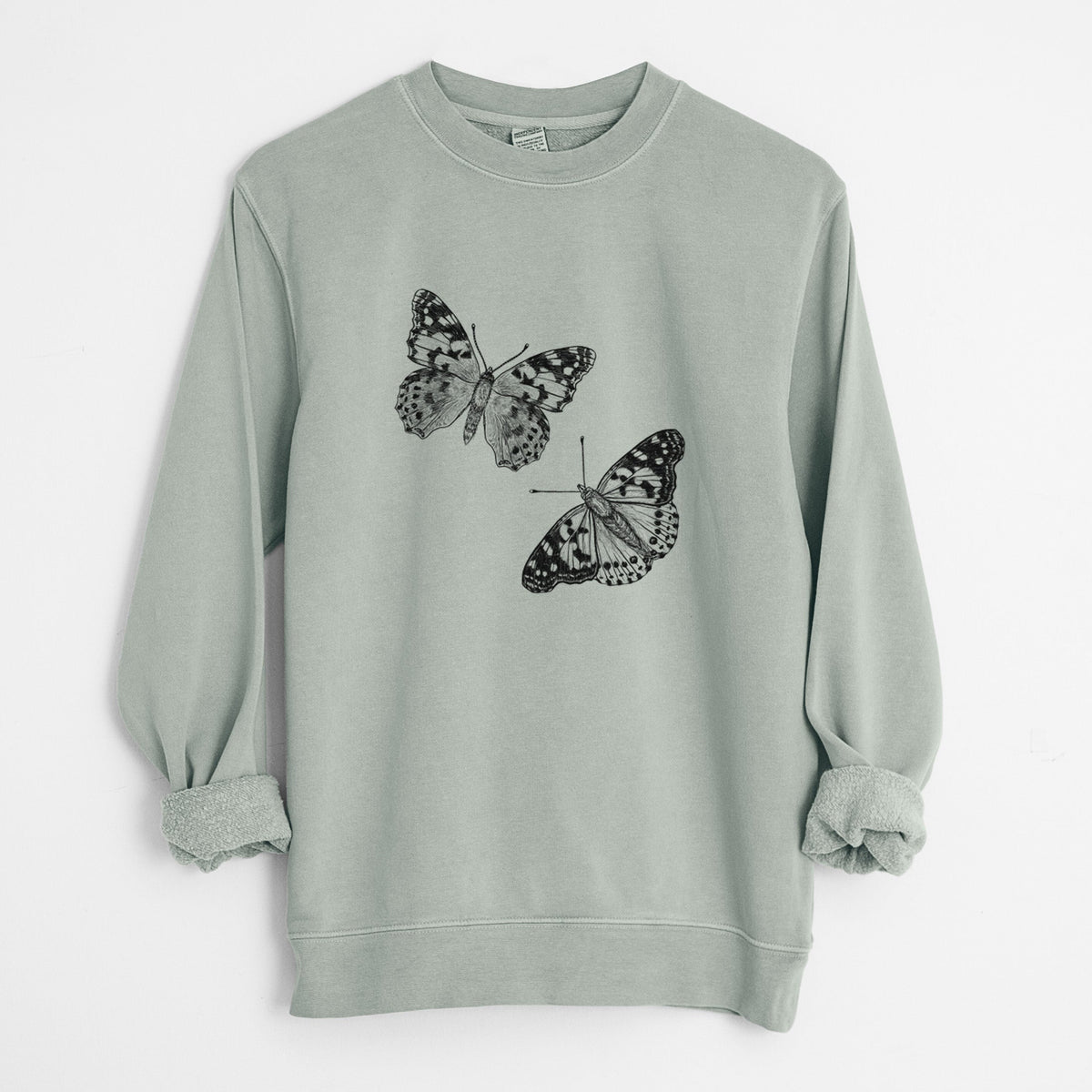Painted Lady Butterflies - Unisex Pigment Dyed Crew Sweatshirt