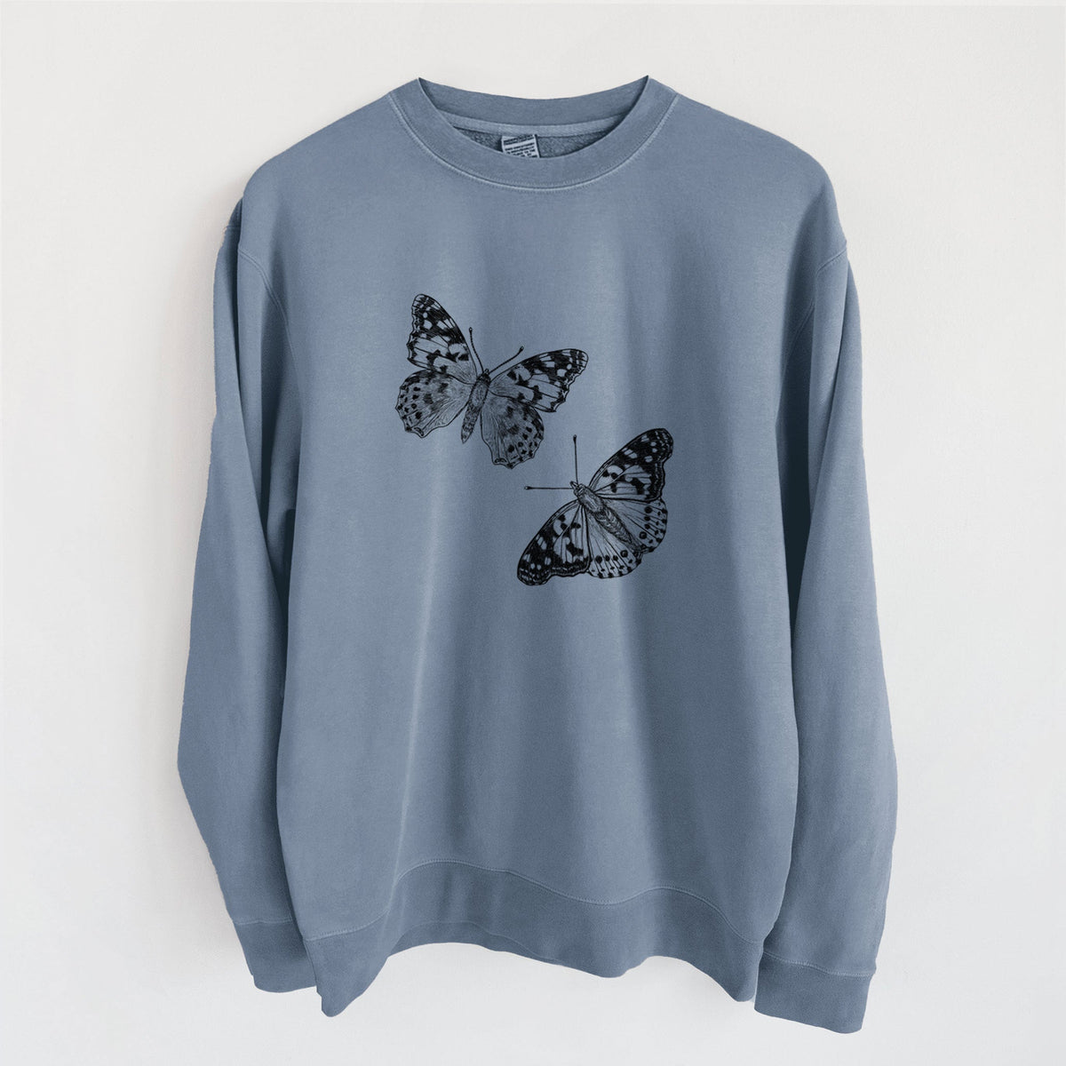 Painted Lady Butterflies - Unisex Pigment Dyed Crew Sweatshirt