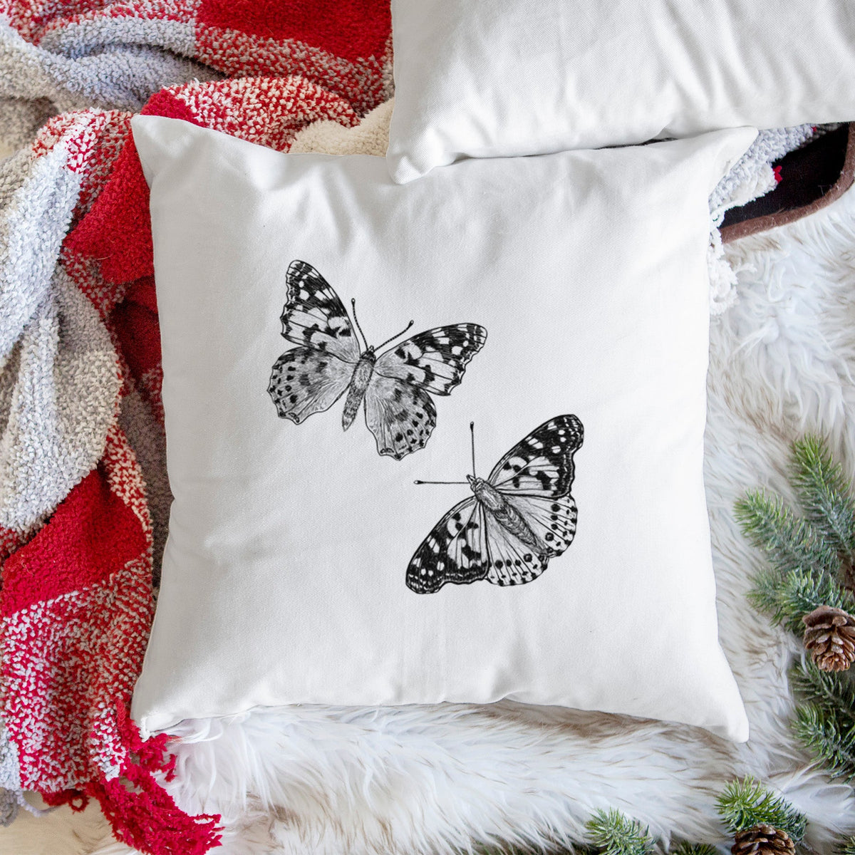 Painted Lady Butterflies - Throw Pillow Cover