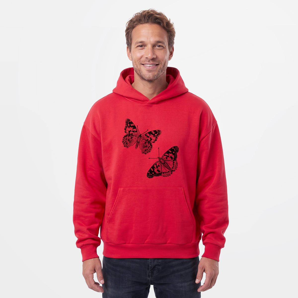 Painted Lady Butterflies  - Statement Midweight Hoodie