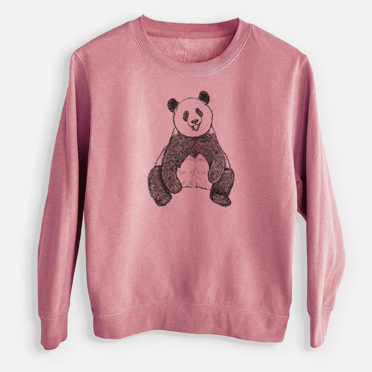 Ailuropoda melanoleuca - Giant Panda Sitting - Youth Lightweight Crewneck Sweatshirt