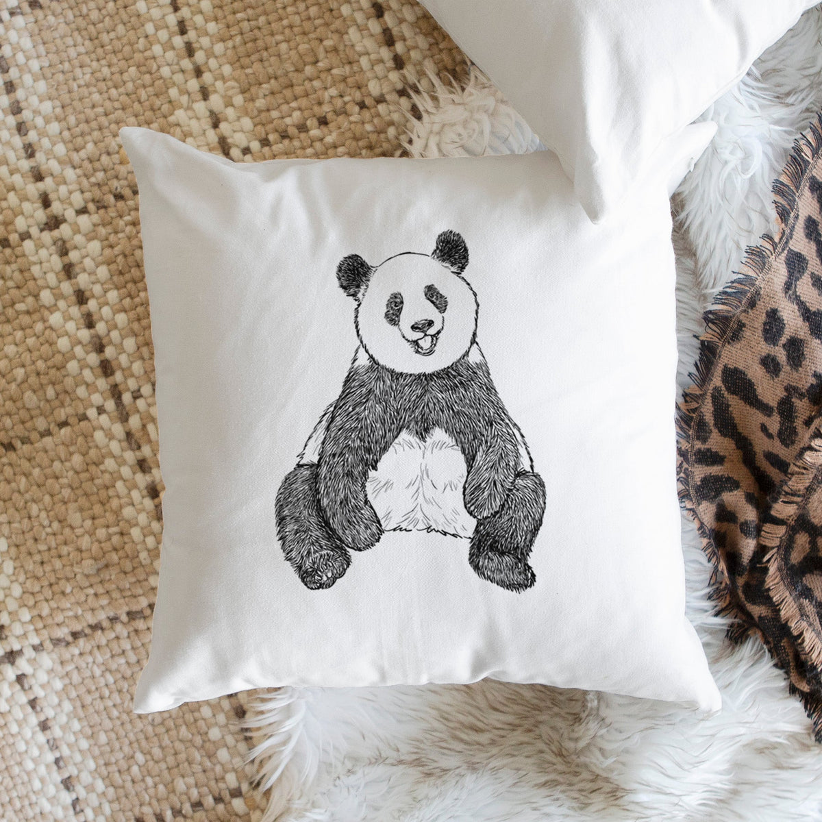 Ailuropoda melanoleuca - Giant Panda Sitting - Throw Pillow Cover