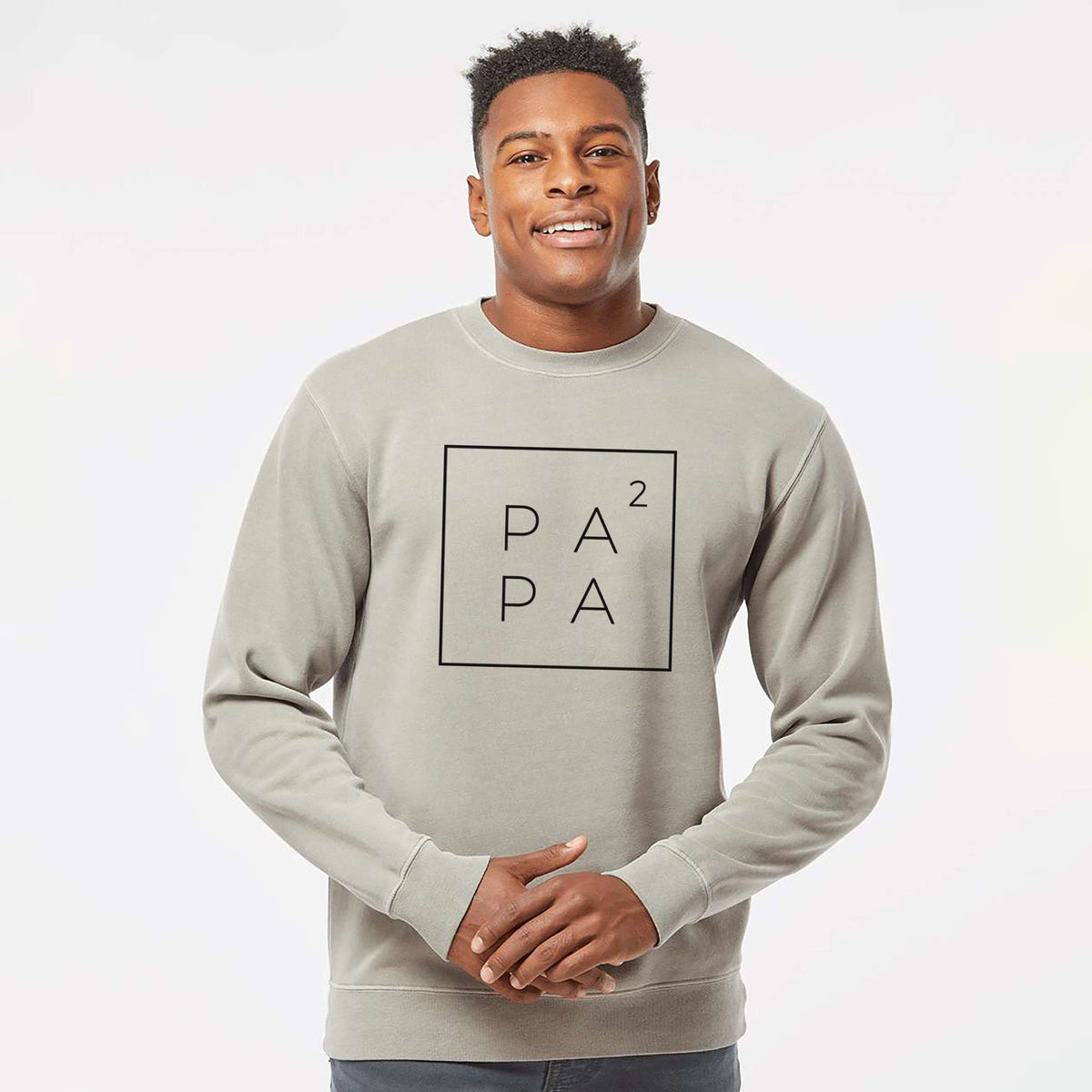Papa to the 2nd Power Boxed - Unisex Pigment Dyed Crew Sweatshirt
