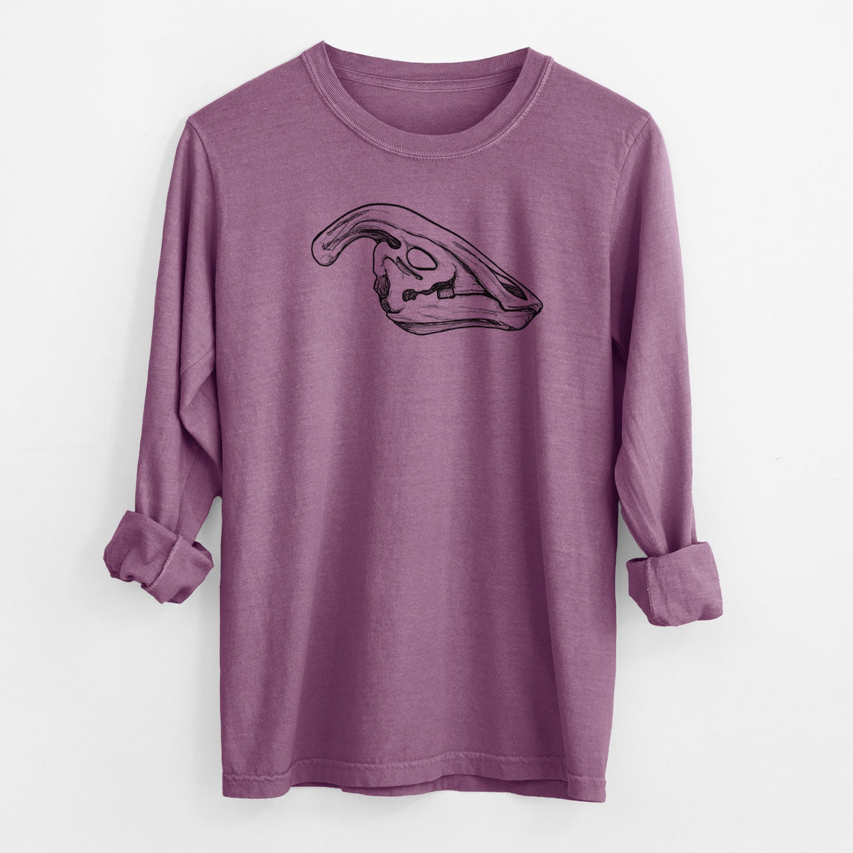Parasaurolophus Skull - Men's Heavyweight 100% Cotton Long Sleeve