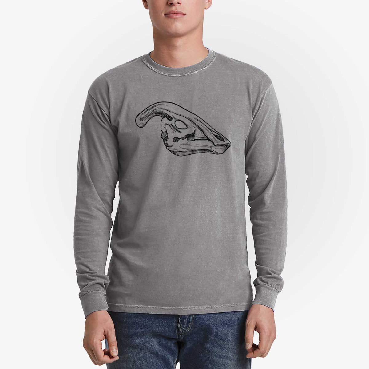 Parasaurolophus Skull - Men's Heavyweight 100% Cotton Long Sleeve