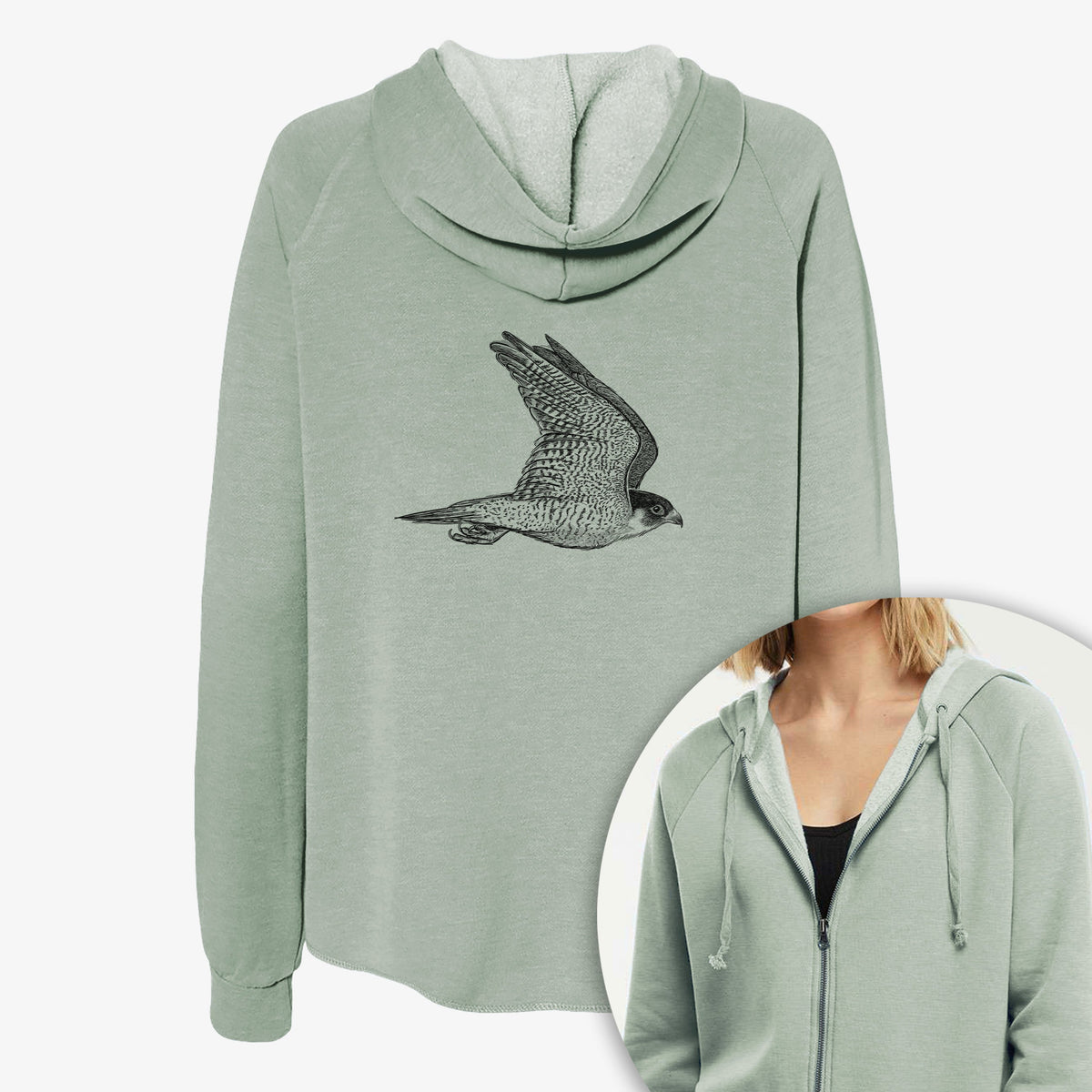 Flying Peregrine - Falco peregrinus - Women's Cali Wave Zip-Up Sweatshirt