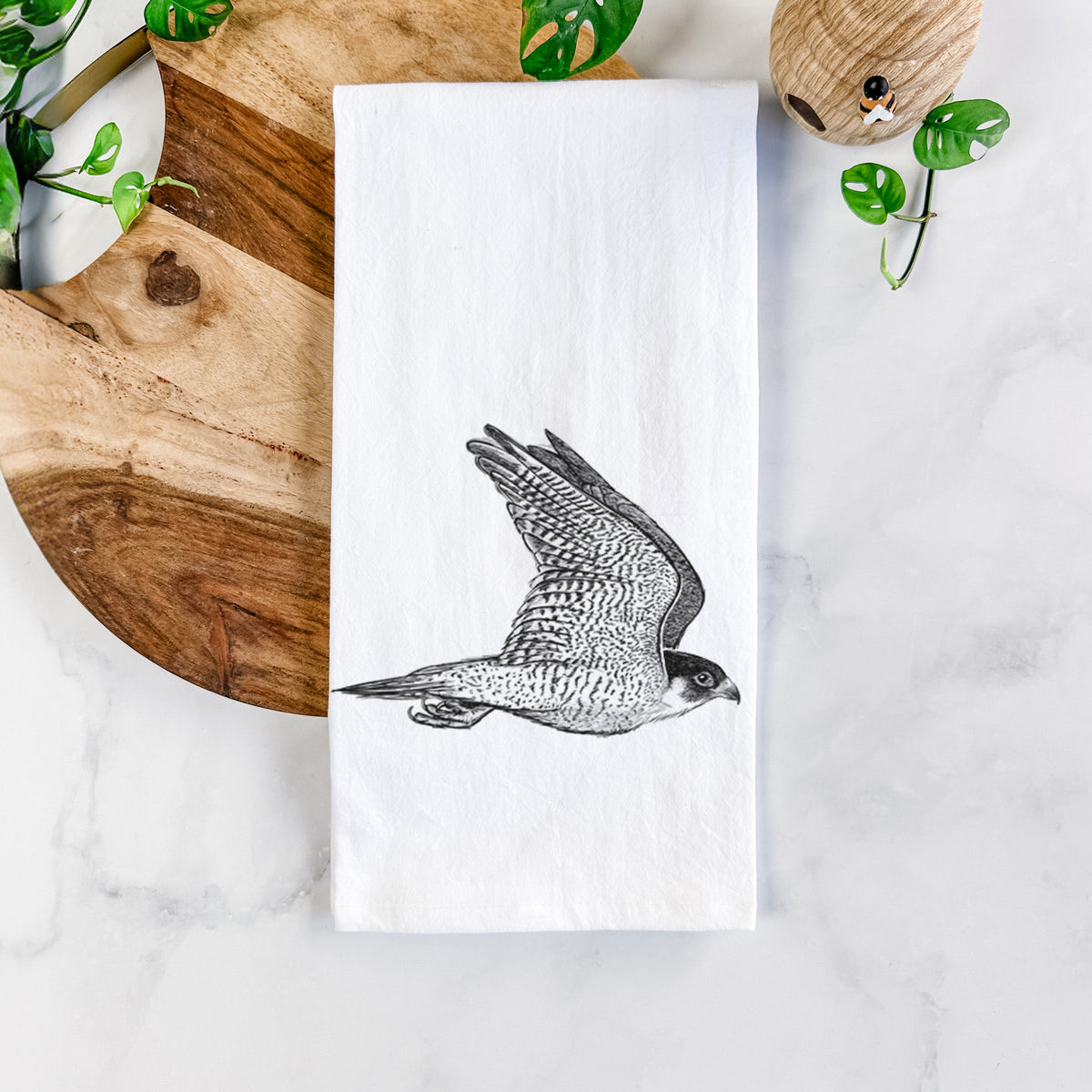 Flying Peregrine - Falco peregrinus Tea Towel