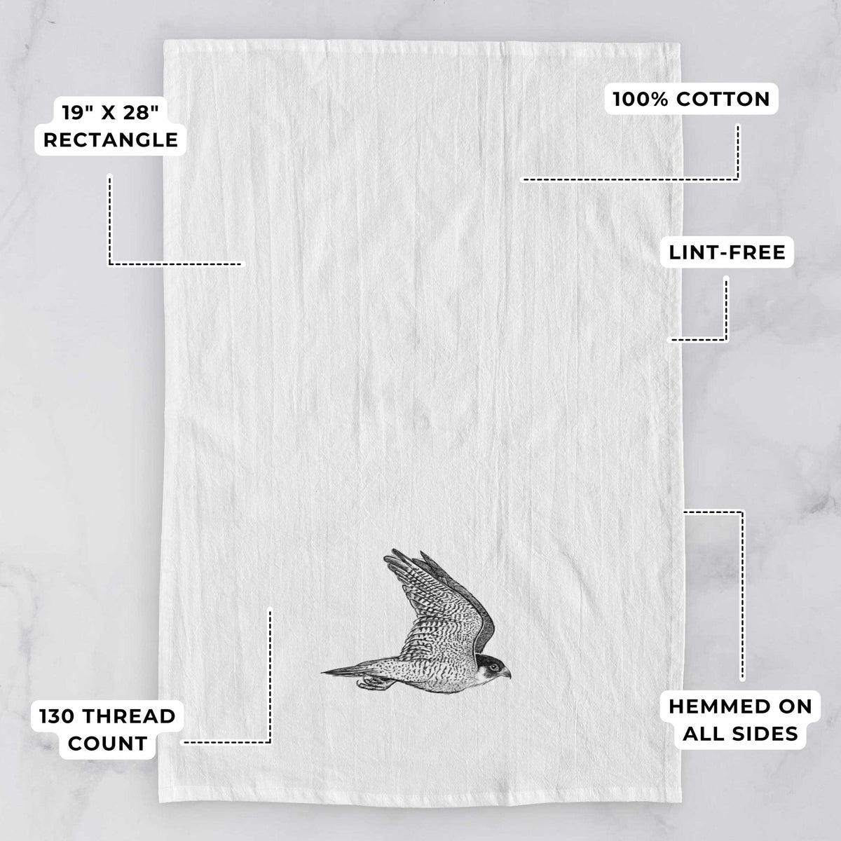 Flying Peregrine - Falco peregrinus Tea Towel
