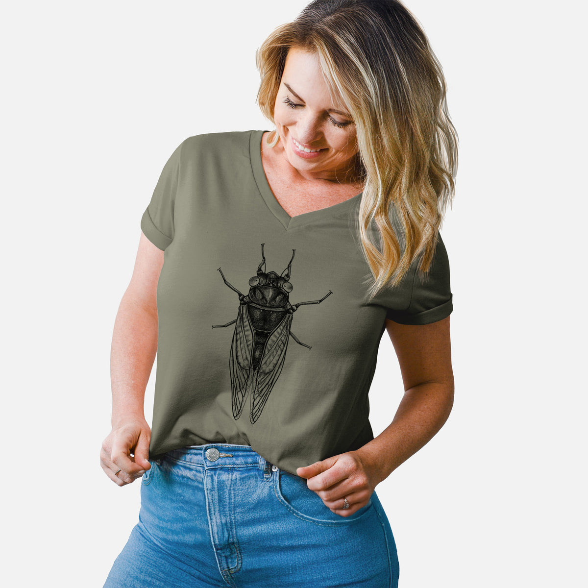 Pharoh Cicada - Magicicada septendecim - Women's Lightweight Relaxed Fit 100% Cotton V-neck