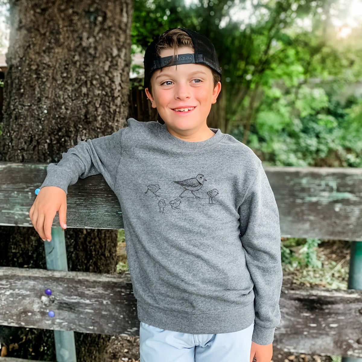 Piping Plovers - Charadrius melodus - Youth Lightweight Crewneck Sweatshirt