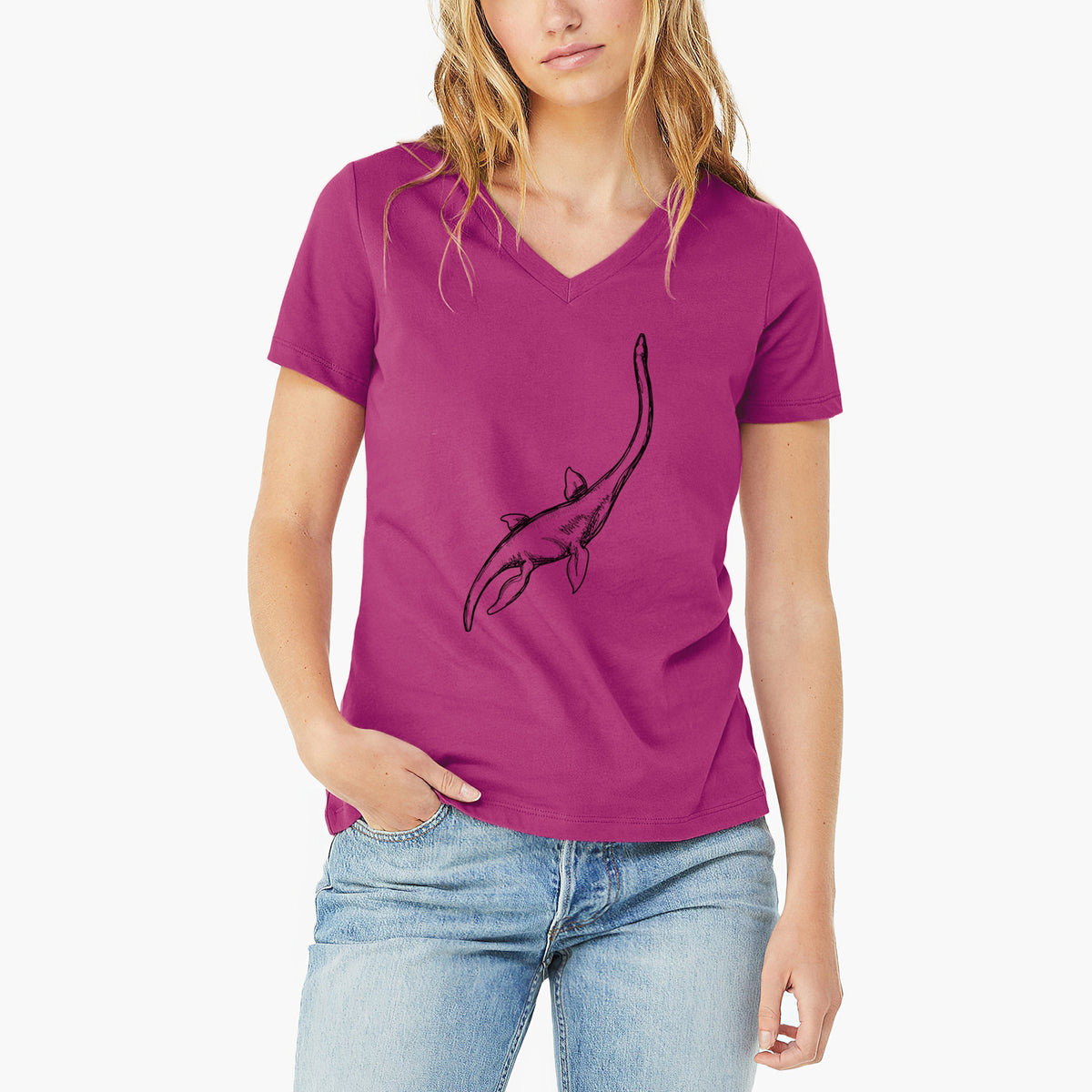 Plesiosaur - Women's Lightweight Relaxed Fit 100% Cotton V-neck (Copy)