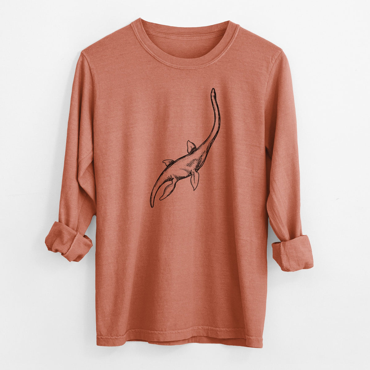 Plesiosaur - Plesiosaurus Dolichodeirus - Men's Heavyweight 100% Cotton Long Sleeve