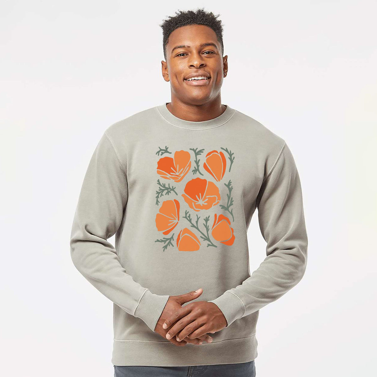 Poppy Vibes - Unisex Pigment Dyed Crew Sweatshirt