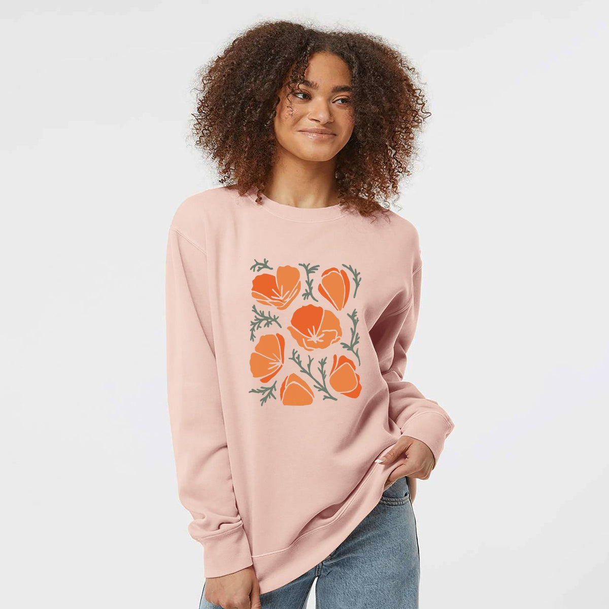 Poppy Vibes - Unisex Pigment Dyed Crew Sweatshirt