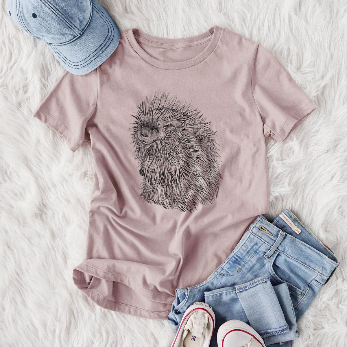 North American Porcupine - Erethizon dorsatum - Women's Lightweight Relaxed Fit 100% Cotton Crewneck