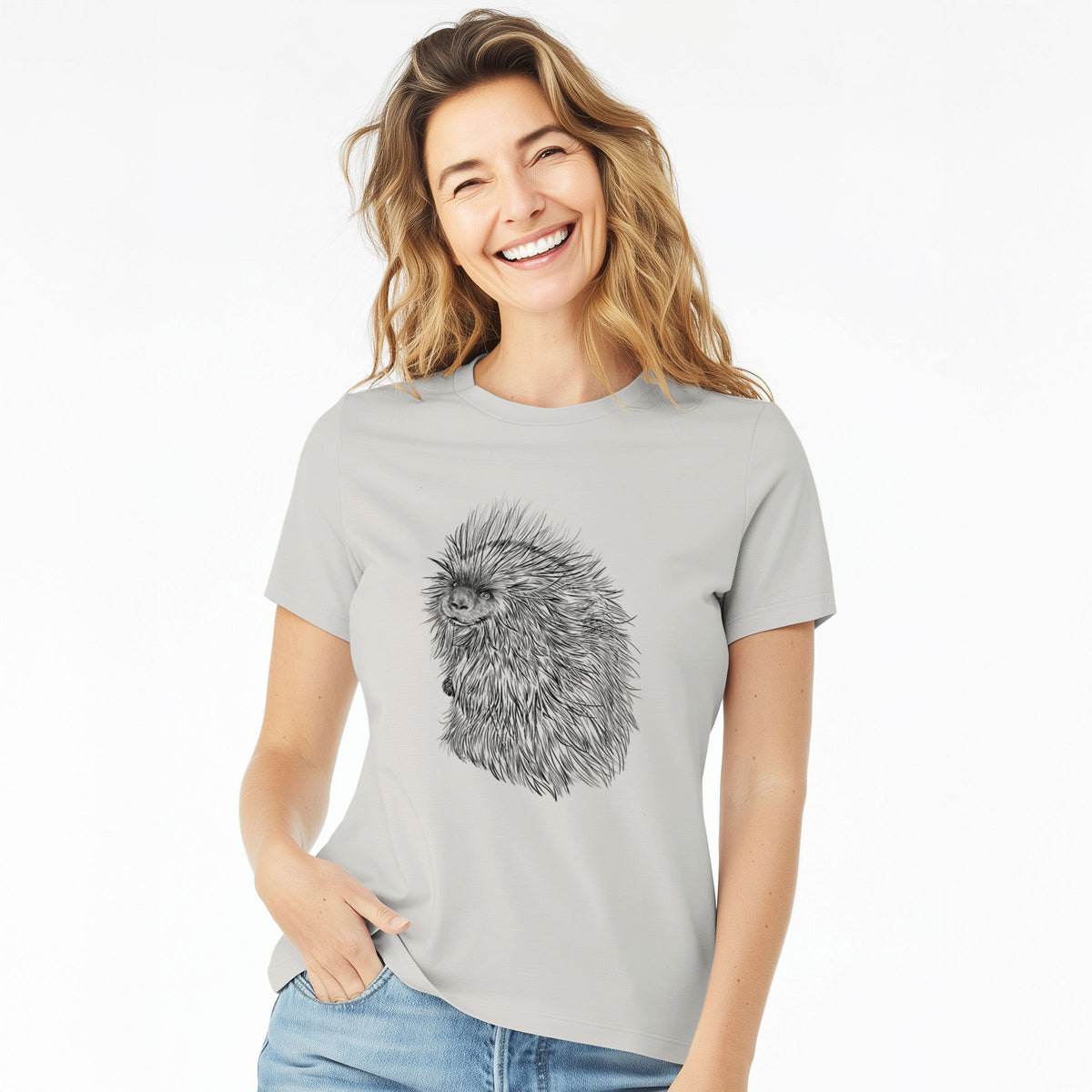 North American Porcupine - Erethizon dorsatum - Women's Lightweight Relaxed Fit 100% Cotton Crewneck