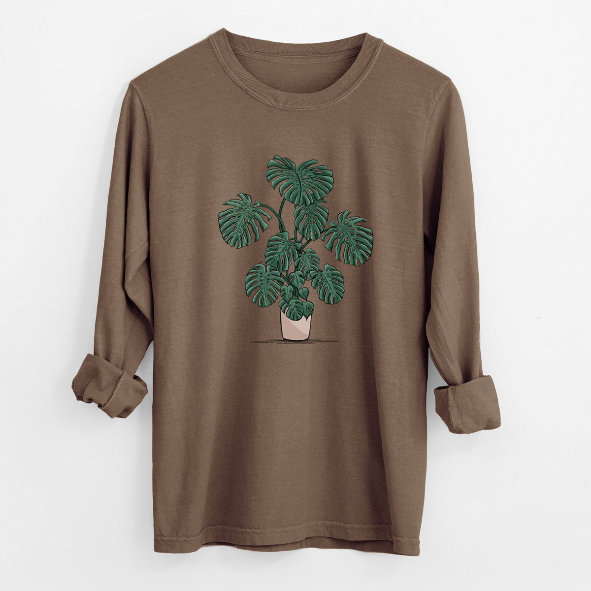 Potted Monstera Plant - Unisex Comfort Colors 100% Cotton Long Sleeve