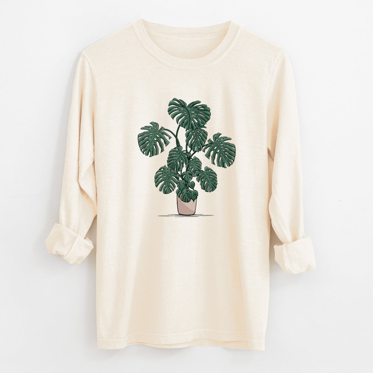 Potted Monstera Plant - Unisex Comfort Colors 100% Cotton Long Sleeve