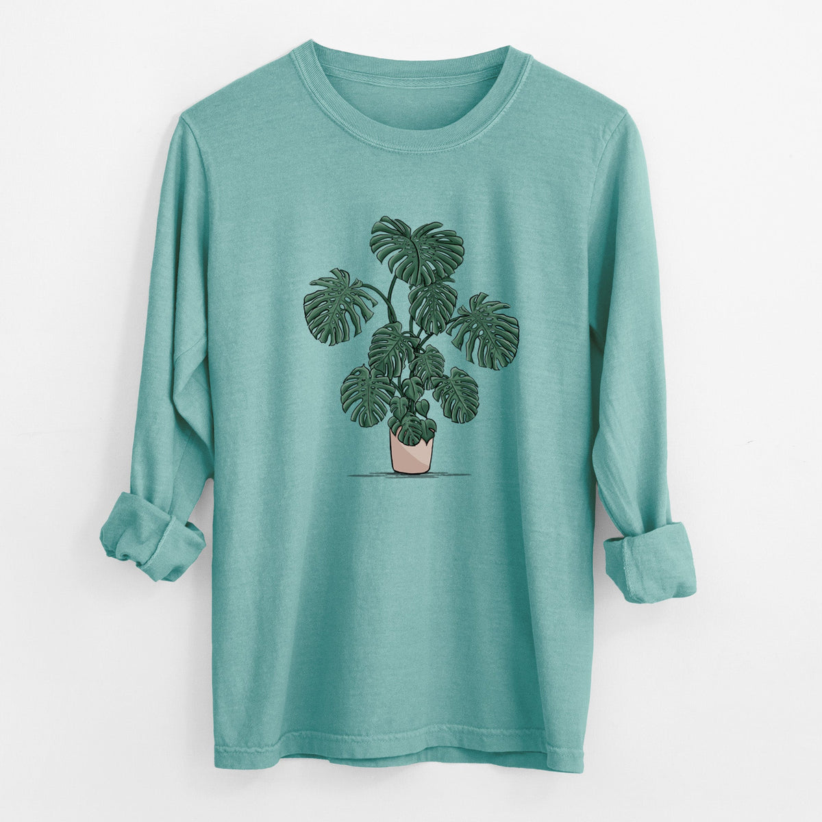 Potted Monstera Plant - Unisex Comfort Colors 100% Cotton Long Sleeve