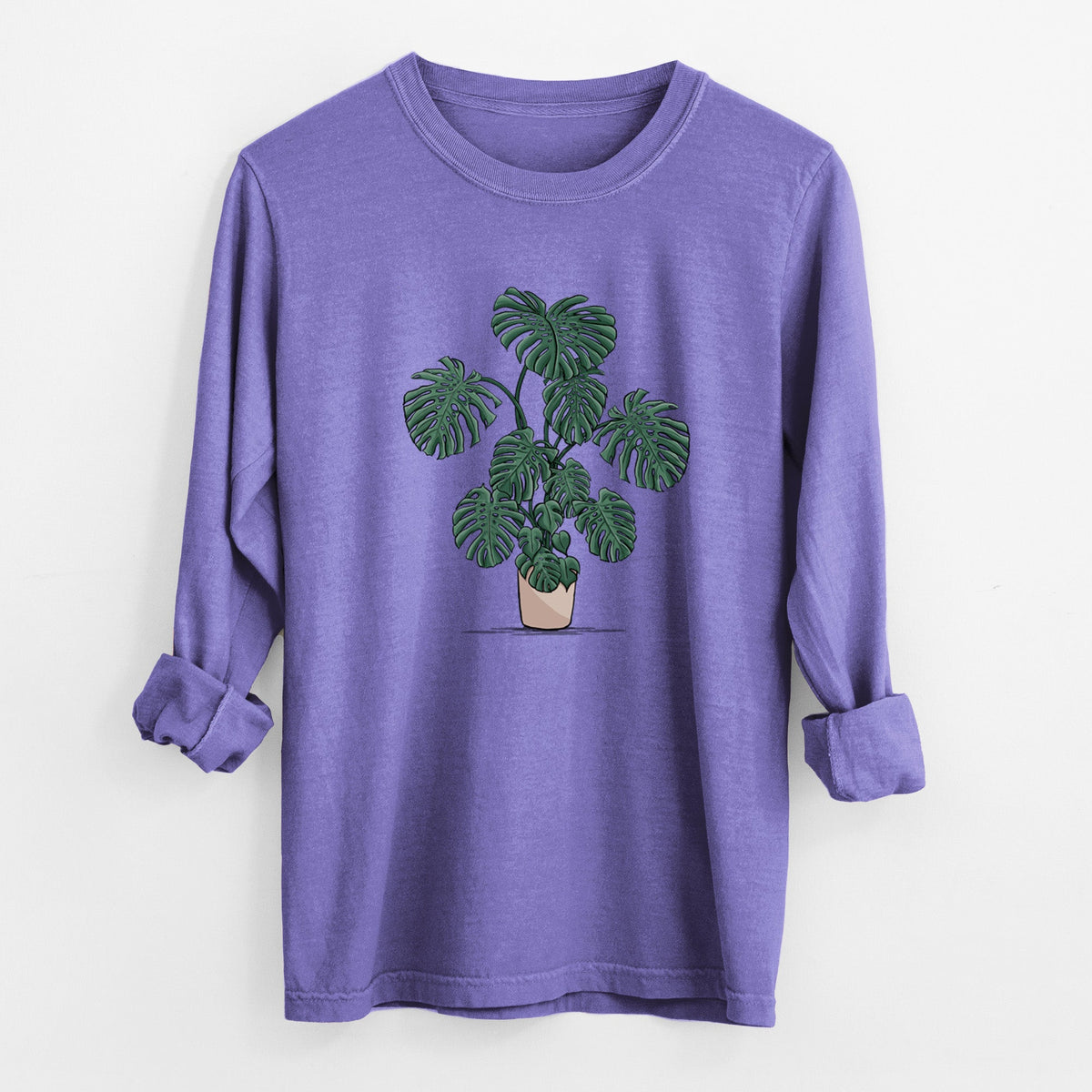 Potted Monstera Plant - Unisex Comfort Colors 100% Cotton Long Sleeve