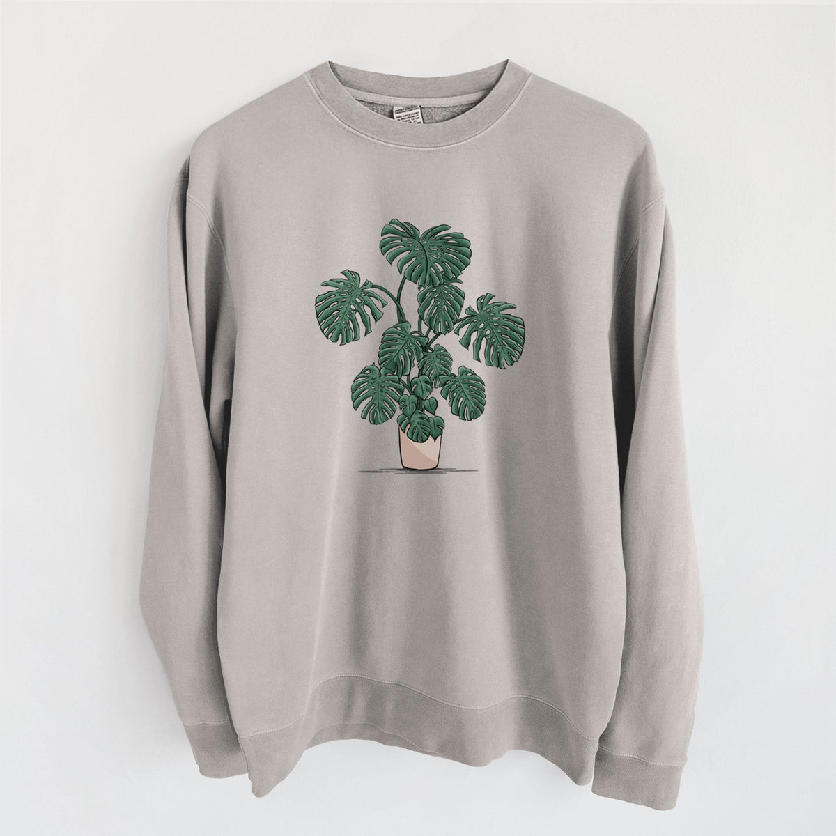 Potted Monstera Plant - Unisex Pigment Dyed Crew Sweatshirt