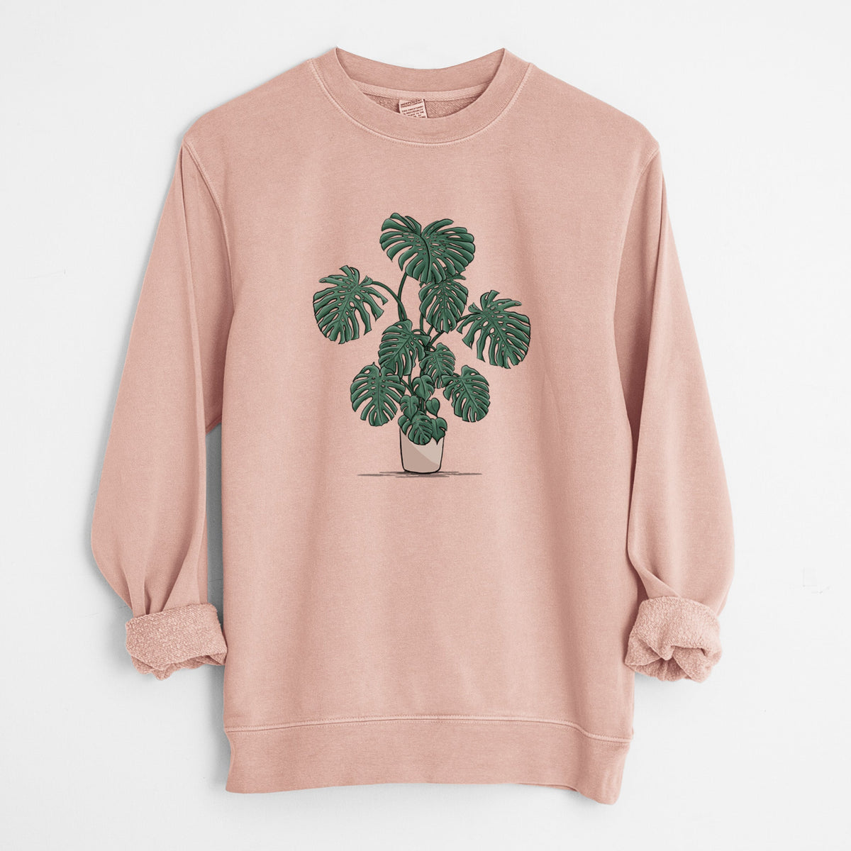 Potted Monstera Plant - Unisex Pigment Dyed Crew Sweatshirt