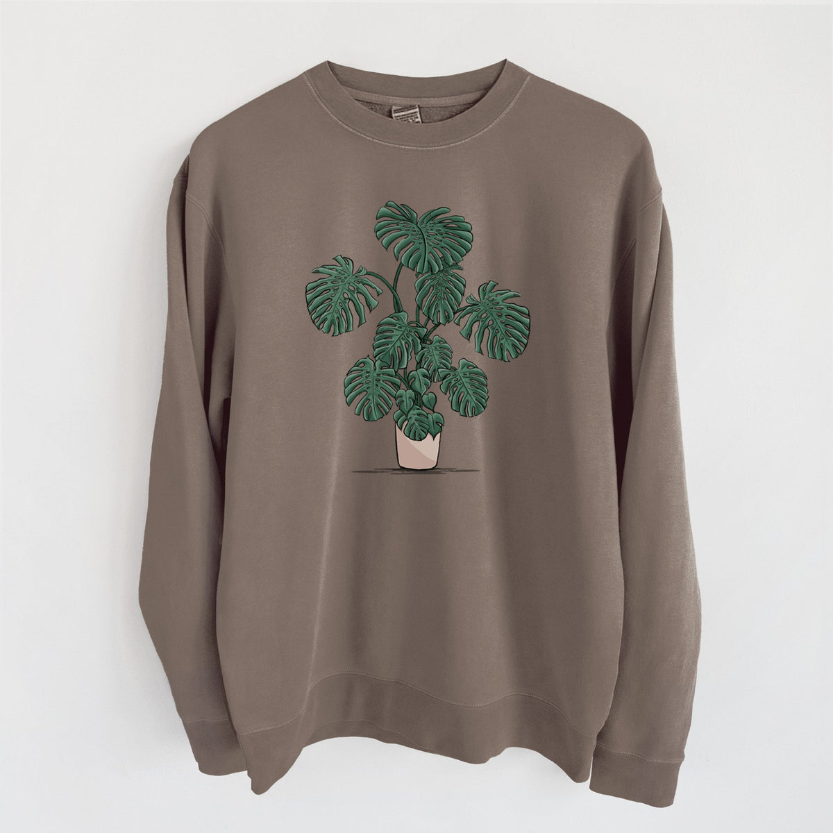 Potted Monstera Plant - Unisex Pigment Dyed Crew Sweatshirt