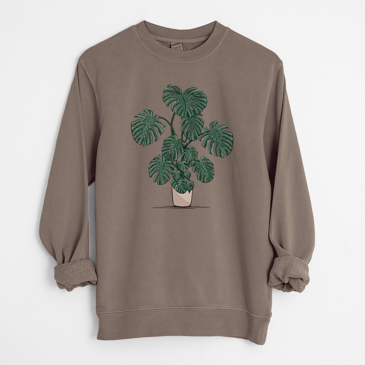 Potted Monstera Plant - Unisex Pigment Dyed Crew Sweatshirt