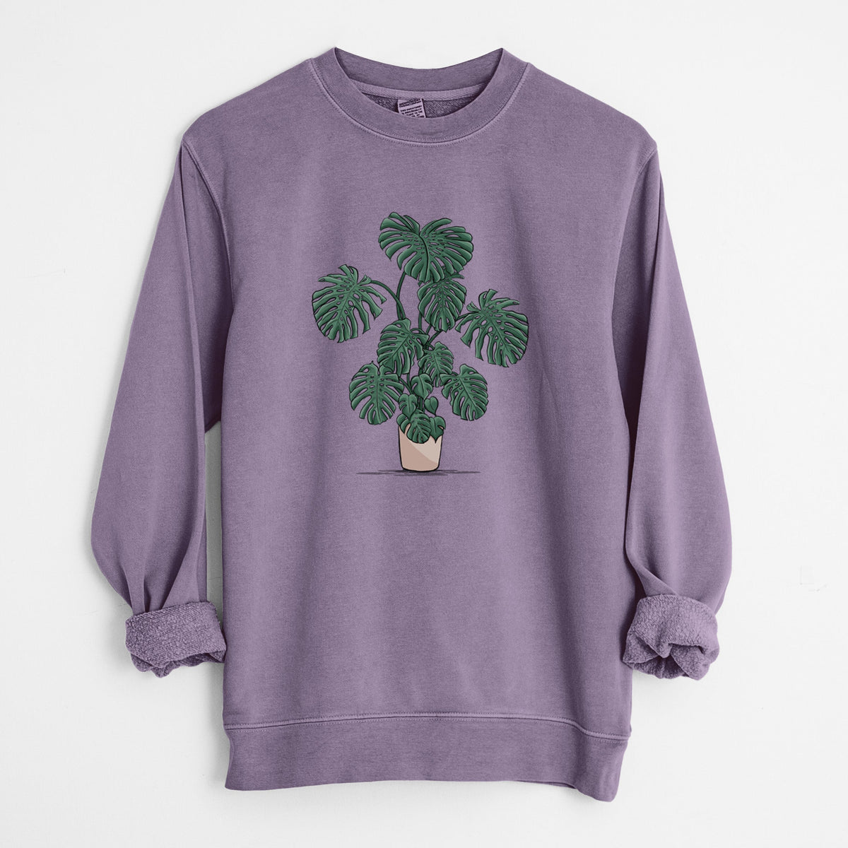 Potted Monstera Plant - Unisex Pigment Dyed Crew Sweatshirt