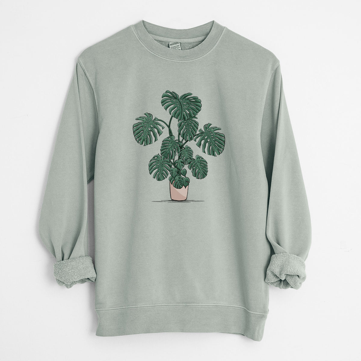 Potted Monstera Plant - Unisex Pigment Dyed Crew Sweatshirt
